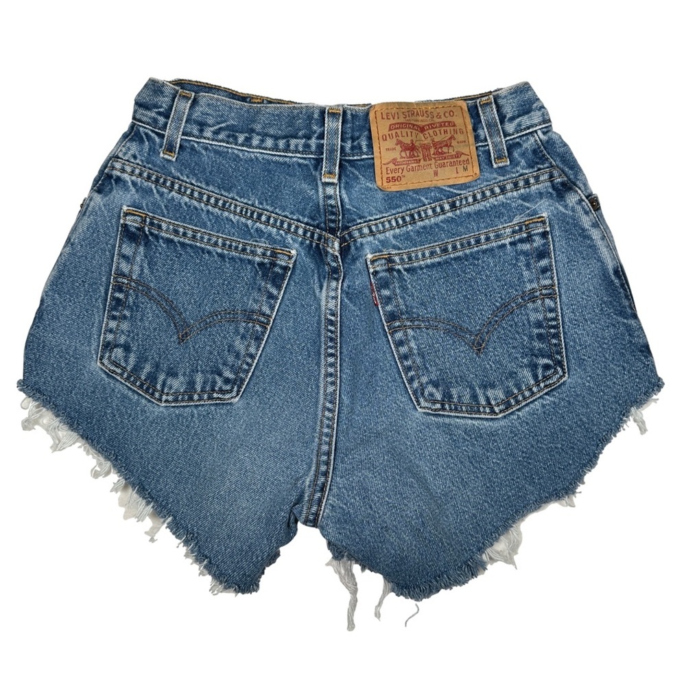 Levi's Women's Blue Denim Shorts distressed cut off frayed hem 550